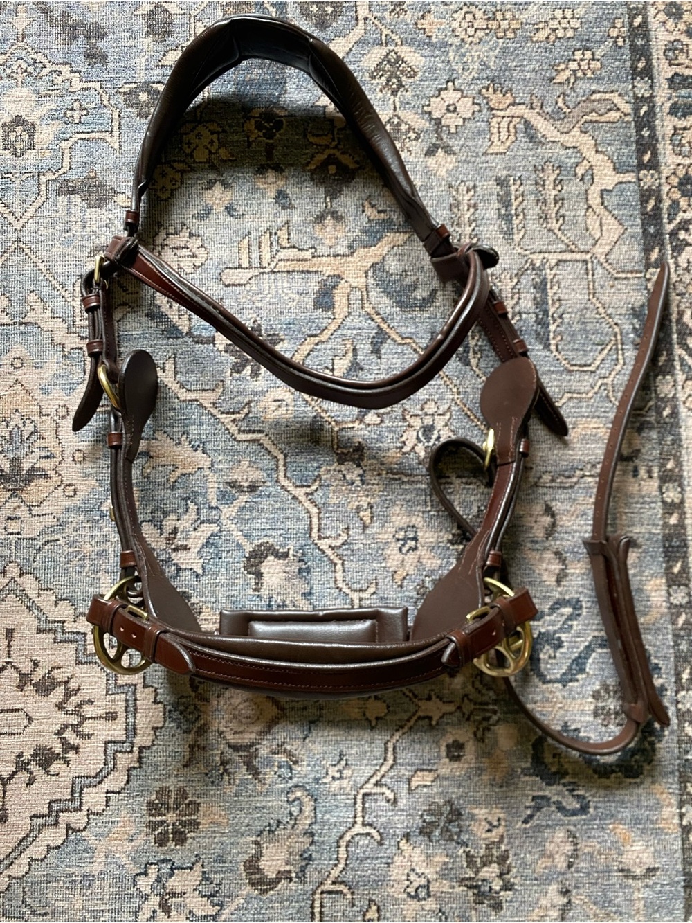 Masego Brown Leather Biteless Bridle-Style Headstall with Brass Hardware - Picture 2 of 4